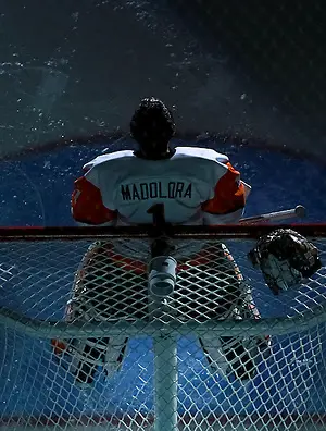 Photo By: Dylan Heuer Sophomore Goalie Shane Madolora absorbs the spotlight before the game at Ritter Arena, in Rochester, New York. (Dylan Heuer)