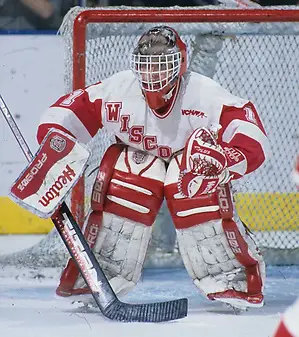 Photo By: Wisconsin Athletics Wisconsin goaltender Kirk Daubenspeck. (Wisconsin Athletics)