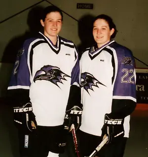 Photo By: Submitted photo Allison and Allisa Coomey were seniors on the Niagara team that played in the 2002 Frozen Four. (Submitted photo)
