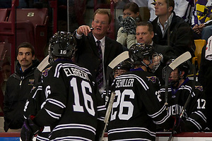 Photo By: Jim Rosvold 3 Dec 11: Troy Jutting (Minnesota State Head Coach) The University of Minnesota Golden Gophers host the Minnesota State University Mavericks in a WCHA conference match-up at Mariucci Arena in Minneapolis, MN. (Jim Rosvold)