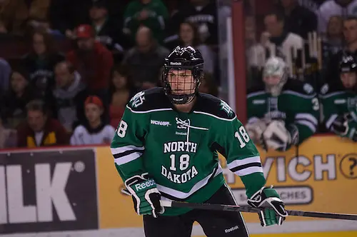Dillon Simpson North Dakota at Denver, Feb. 22, 2013 (Candace Horgan)