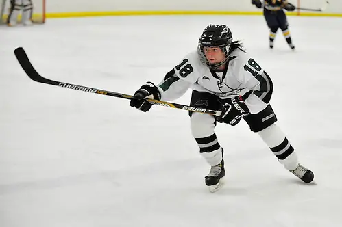 Photo By: Sabina Moran/Stevenson Athletics The Stevenson women's ice hockey team dominated the Neumann Knights Tuesday afternoon at the Reisterstown Sportsplex, as they took a 6-1 victory. (Sabina Moran/Stevenson Athletics)
