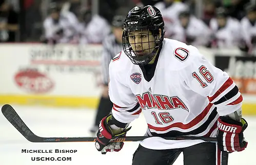 Photo By: Michelle Bishop Omaha's Austin Ortega. St. Cloud State beat Omaha 3-1, sweeping their best-of-three NCHC playoff series, Saturday night at the CenturyLink Center in Omaha. (Photo by Michelle Bishop) (Michelle Bishop)
