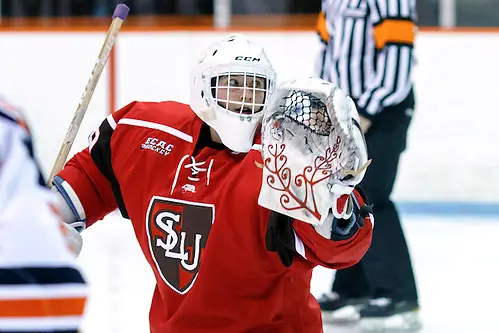 Photo By: (c) Shelley M. Szwast 2016 Grace Harrison (St. Lawrence - 29) made 27 saves and improved to 8-0-1. ((c) Shelley M. Szwast 2016)
