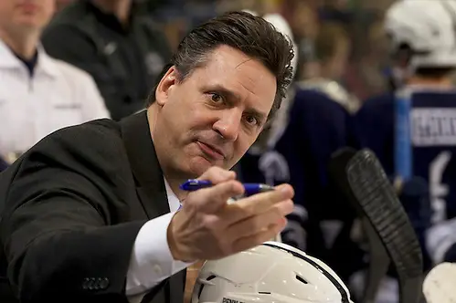 Photo By: Jim Rosvold 28 Feb 14: Guy Gadowski (Penn State - Head Coach). The University of Minnesota Golden Gophers host the Penn State Nittany Lions in a B1G Conference matchup at Mariucci Arena in Minneapolis, MN (Jim Rosvold)