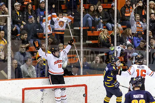 Photo By: (c) Shelley M. Szwast 2016 Eric Robinson (Princeton - 18) scores an insurance goal to seal the win for Princeton. ((c) Shelley M. Szwast 2016)