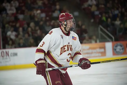 Tariq Hammond of Denver Wisconsin at Denver at Magness Arena, 11/26/16. (Candace Horgan)