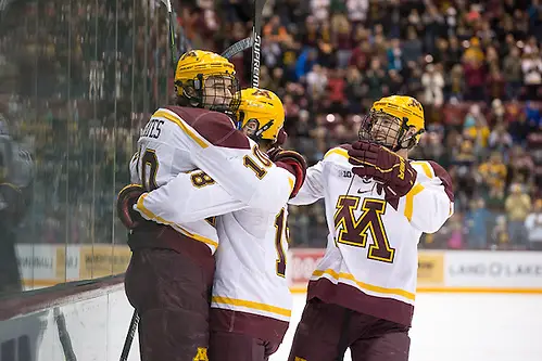 Photo By: Jim Rosvold 30 Dec 16: Brent Gates Jr. (Minnesota - 10). The University of Minnesota Golden Gophers host the Mercyhurst University Lakers in a semi-final matchup at the 2016 Mariucci Classic at Mariucci Arena in Minneapolis, MN. (Jim Rosvold)