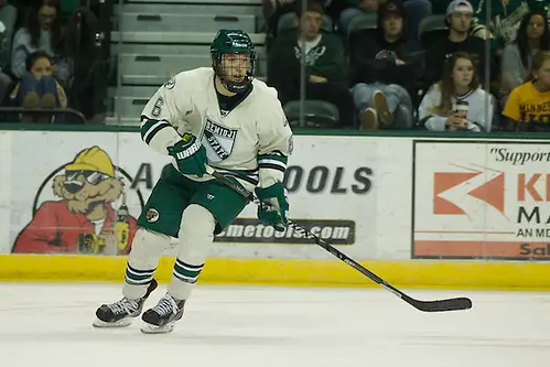 Photo By: Jim Rosvold 19 Oct 13: Nate Arentz (Bemidji State - 6). The Bemidji State University Beavers host the University of Minnesota Golden Gophers in a non-conference matchup at the Sanford Center in Bemidji, MN (Jim Rosvold)