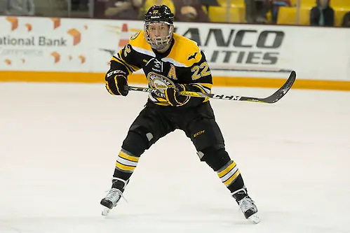 Photo By: Jim Rosvold/USCHO.com 02 Oct 16: Shane Hanna (Michigan Tech - 22). The University of Minnesota Duluth Bulldogs host the Michigan Technological University Huskies in a non-conference matchup at Amsoil Arena in Duluth, MN. (Jim Rosvold/USCHO.com)