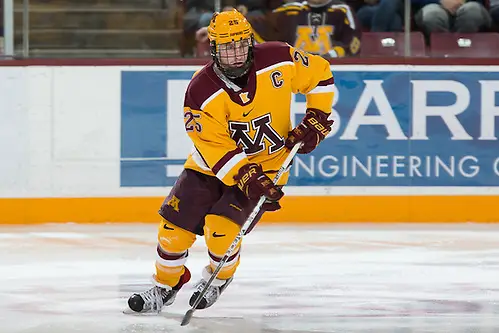 Photo By: Jim Rosvold 31 Dec 16: Justin Kloos (Minnesota - 25). The University of Minnesota Golden Gophers host the University of Massachusetts Minutemen in the championship game of the 2016 Mariucci Classic at Mariucci Arena in Minneapolis, MN. (Jim Rosvold)