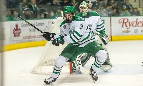 Photo By: Bradley K. Olson Tucker Poolman (North Dakota-3) 16 Mar.11 University of North Dakota and Colorado College meet in a NCHC playoff conference match-up at the Ralph Engelstad Arena in Grand Forks, ND (Bradley K. Olson)