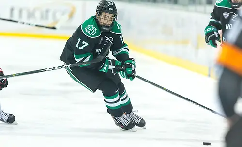 Photo By: Bradley K. Olson Tyson Jost (North Dakota-17) 16 November 18 University of North Dakota and St.Cloud State University meet in a NCHC conference contest at Herb Brooks National Hockey Center (Bradley K. Olson)