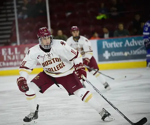 Colin White of Boston College Colin White of Boston College, Air Force vs. Boston College 10-7-16, Icebreaker Tournament, Magness Arena, Denver, Colorado. (Candace Horgan)