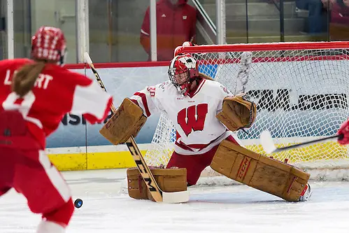 Ann-Renée Desbiens of Wisconsin Wisconsin Badgers goalie Ann-Renée Desbiens (Photo by David Stluka) (David Stluka)