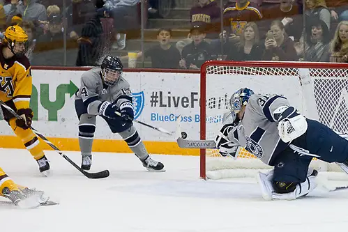Photo By: Jim Rosvold/USCHO.com 13 Oct 17: The University of Minnesota Golden Gophers host the Penn State University Nittany Lions in a B1G matchup at 3M Arena at Mariucci in Minneapolis, MN. (Jim Rosvold/USCHO.com)