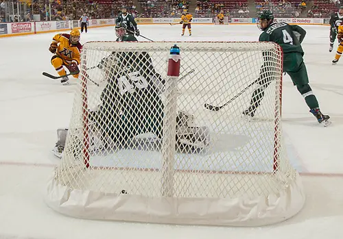 Photo By: Jim Rosvold/University of Minnesota 4 Nov 17: The University of Minnesota Golden Gophers host the Michigan State University Spartans in a B1G matchup at 3M Arena at Mariucci in Minneapolis, MN. (Jim Rosvold/University of Minnesota)