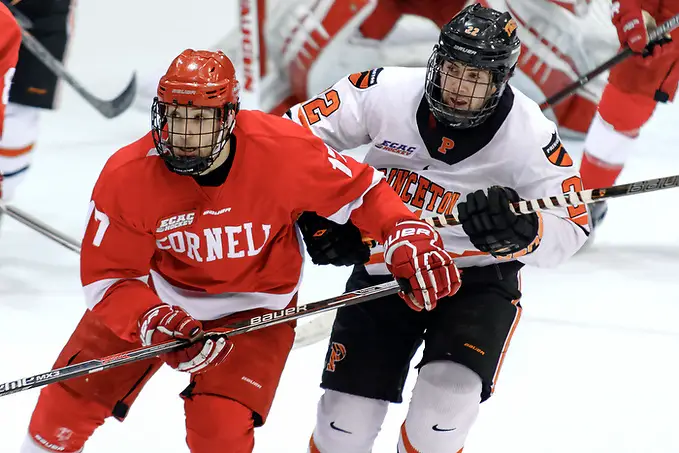 Photo By: (c) Shelley M. Szwast 2016 Anthony Angello (Cornell - 17) and Ben Foster (Princeton - 22) battle for position. ((c) Shelley M. Szwast 2016)