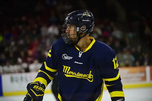 Ludvig Larsson of Merrimack. Ludvig Larsson of Merrimack. Merrimack vs. Denver at Magness Arena, Dec. 29. 2017. (Candace Horgan)