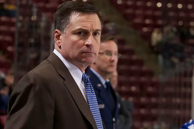 Photo By: Jim Rosvold 30 Dec 12: Frank Serratore (Air Force - Head Coach). The University of Alabama-Huntsville Chargers play against the Air Force Falcons in the Mariucci Classic in Minneapolis, MN. (Jim Rosvold)