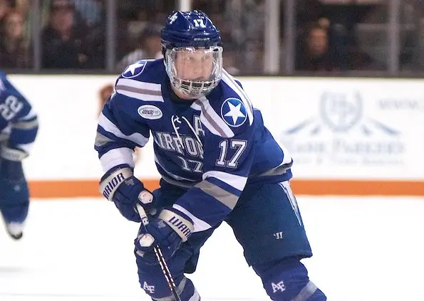 Photo By: Omar Phillips Chad Demers (17 - Air Force) scored the lone goal for the Falcons in a 2-1 loss at RIT (Omar Phillips)