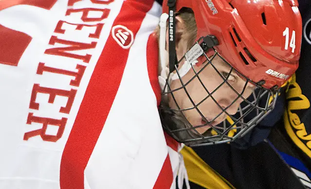 Bobo Carpenter (BU - 14) Bobo Carpenter (BU - 14) - The Boston University Terriers defeated the visiting Merrimack College Warriors 4-0 (EN) on Friday, January 29, 2016, at Agganis Arena in Boston, Massachusetts. (Melissa Wade)
