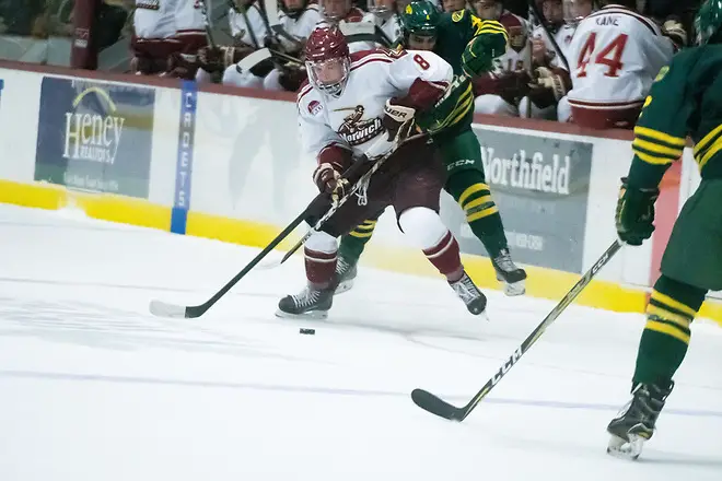 Felix Brassard of Norwich Felix Brassard of Norwich scored the overtime winner to send the Cadets past UNE to Frozen Four. (Norwich Athletics)