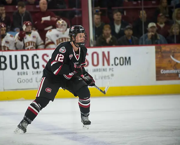 Jack Ahcan of St. Cloud State. Jack Ahcan of St. Cloud State. St. Cloud State at Denver, Magness Arena, 11/11/17. (Candace Horgan)