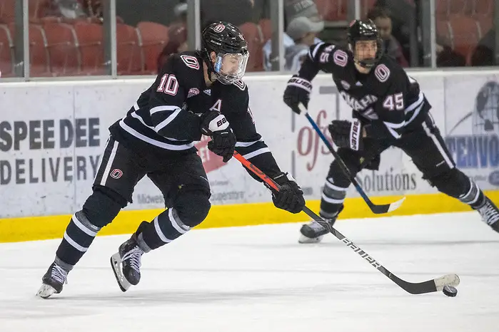 Nebraska Omaha vs. St. Cloud State 14 Dec 19: Kevin Conley (Nebraska Omaha - 10). The St. Cloud State University Huskies host the University of Nebraska Omaha Mavericks in a NCHC matchup at the Herb Brooks National Hockey Center in St. Cloud, MN. (Jim Rosvold)