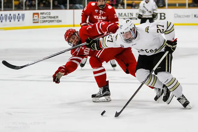 Nov 5, 2016: Wade Allison (WMU - 27), Grant Frederic (Miami - 7) The Western Michigan Broncos beat the visiting Miami RedHawks 5-2 at Lawson Ice Arena in Kalamazoo, MI. Nov 5, 2016: Wade Allison (WMU - 27), Grant Frederic (Miami - 7) The Western Michigan Broncos beat the visiting Miami RedHawks 5-2 at Lawson Ice Arena in Kalamazoo, MI. (Rachel Lewis)