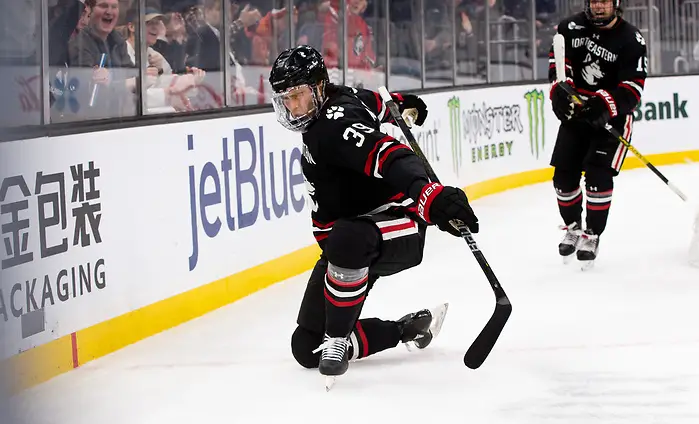 775463140RG0968_HAR_NU BOSTON, MA - FEBRUARY 3: NCAA hockey in the semifinals of the annual Beanpot Hockey Tournament at TD Garden on February 3, 2020 in Boston, Massachusetts. (Photo by Rich Gagnon/USCHO) (Rich Gagnon)