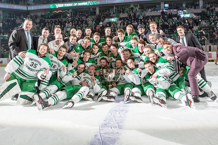 Photo By: Bradley K. Olson 2020 February 21University North Dakota and St. Cloud State University and meet in NCHC conference game at the Herb Brooks National Hockey Center in St. Cloud, MN (Bradley K. Olson)